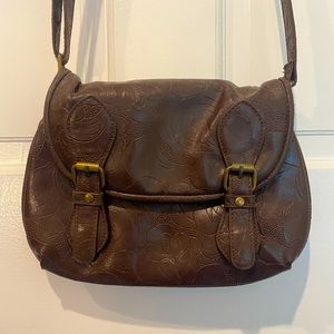 Brown Vegan Leather Crossbody Bag